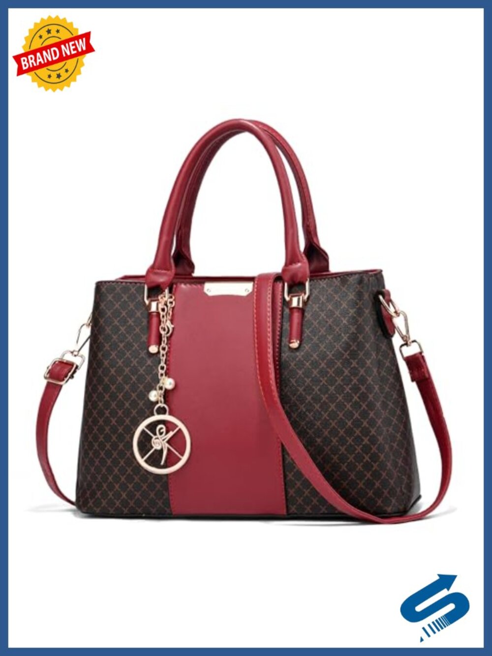 Women's Satchel Purse 3 Zip Compartments Faux Leather Handbag Shoulder Bag Tote